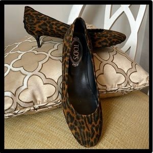 Tod’s Leopard Kitten Heels Pumps in Suede and Patent Leather - 39